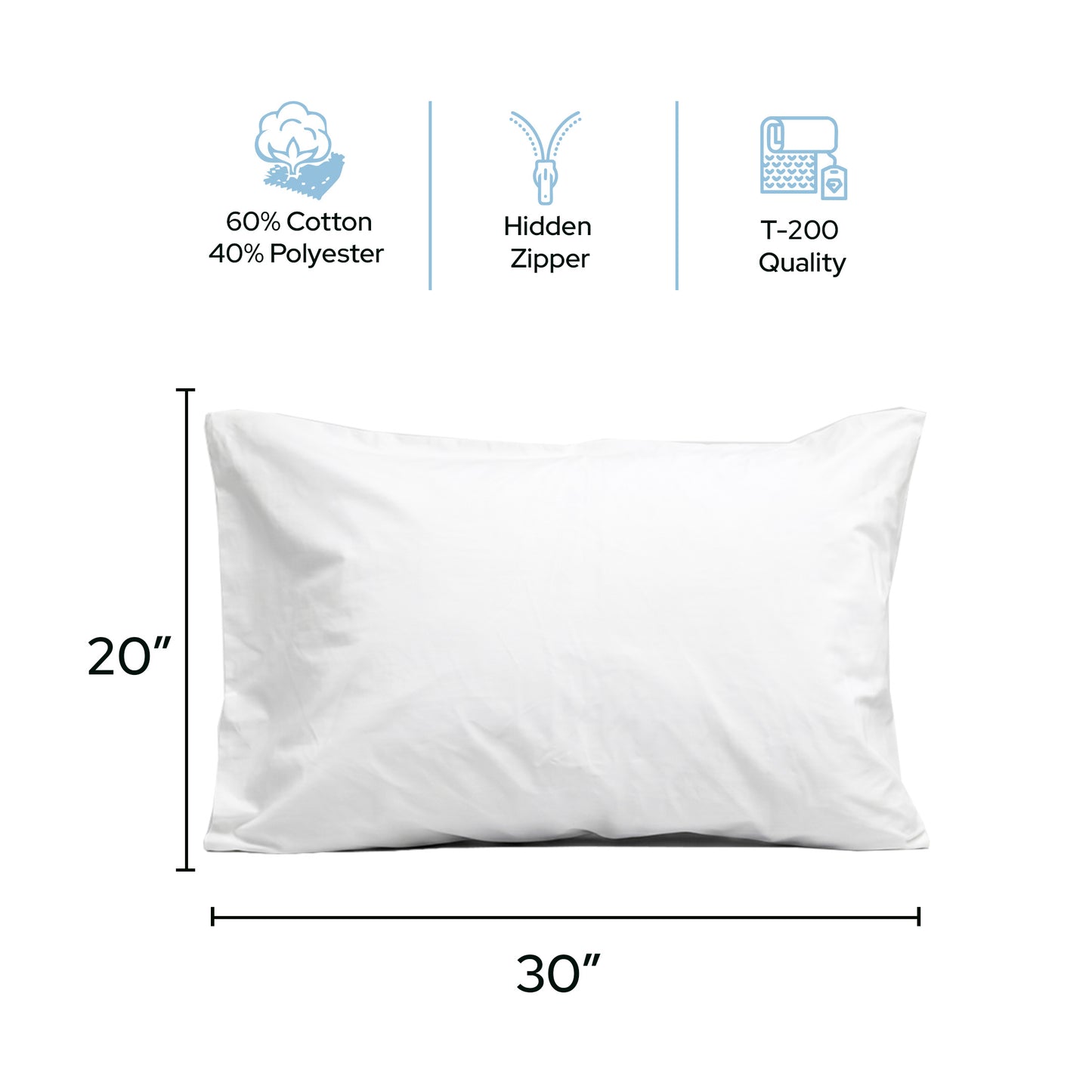 Zipper Pillow Covers | Secure Bed Pillow Covers with Hidden Zipper